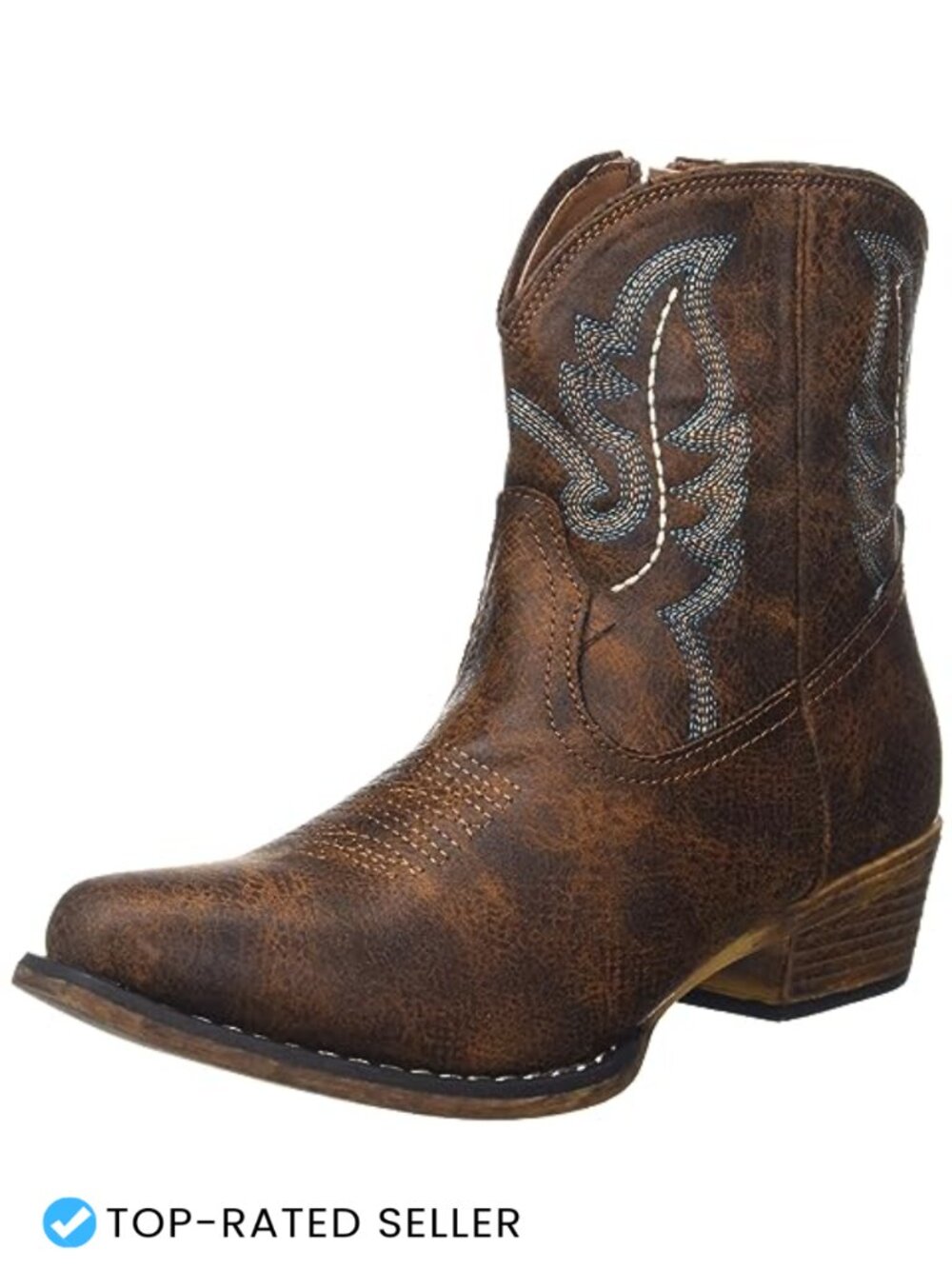 Faux Leather Snip Toe Ankle Western Bootie with Block Heel
